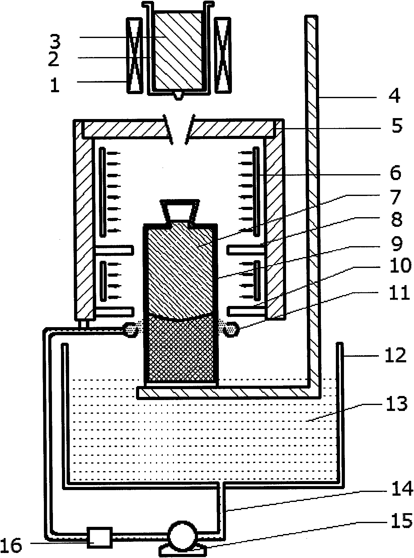 Cooling method used for directional solidification and cooling device therefor
