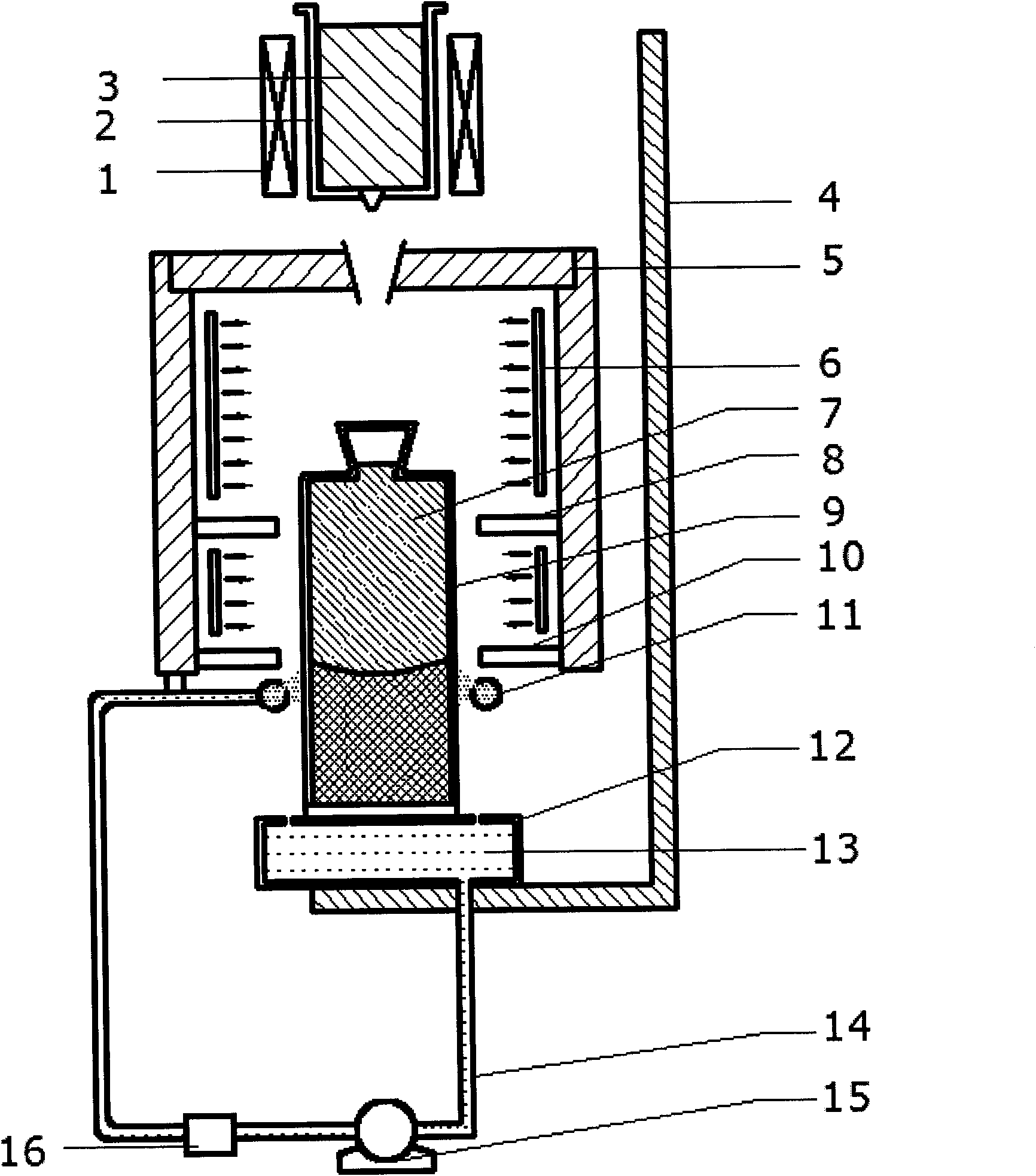 Cooling method used for directional solidification and cooling device therefor