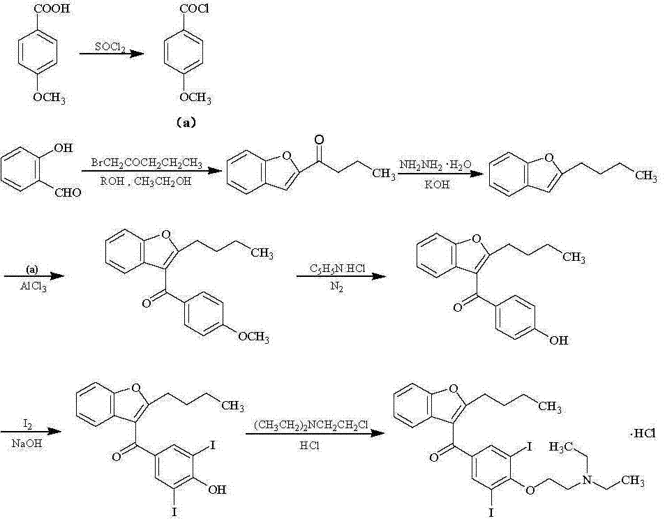 Synthetic method of amiodarone hydrochloride