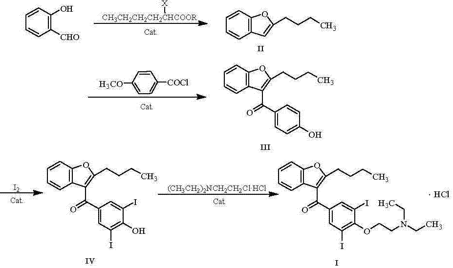 Synthetic method of amiodarone hydrochloride