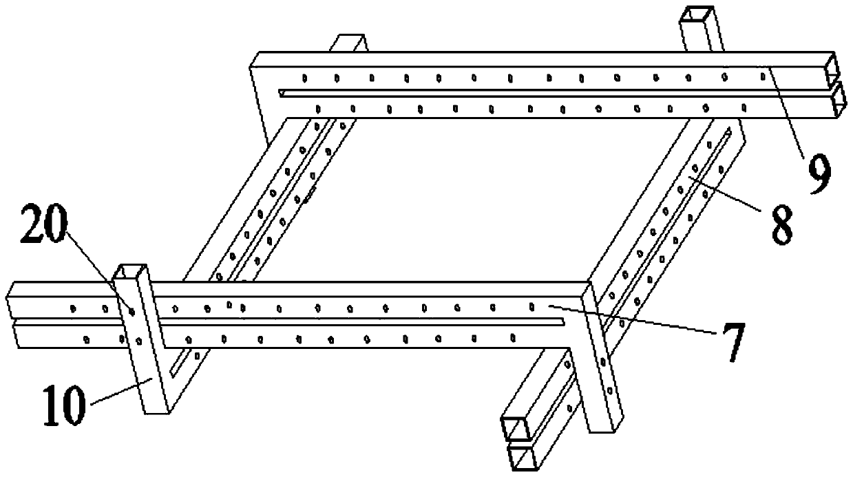 Novel L-shaped square steel formwork support, adjustable column hoop and construction method