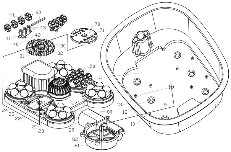 Pinching massage mechanism of foot bath device