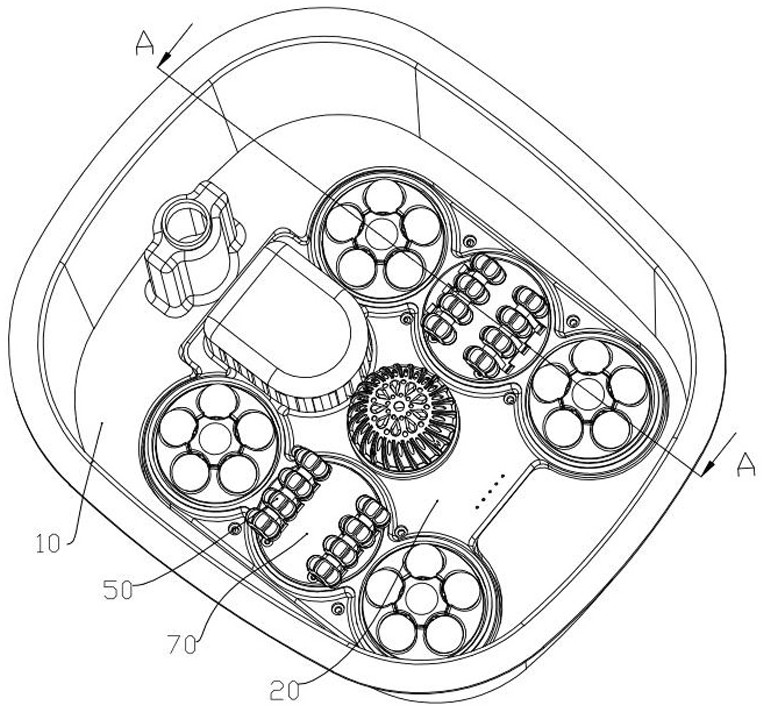 Pinching massage mechanism of foot bath device