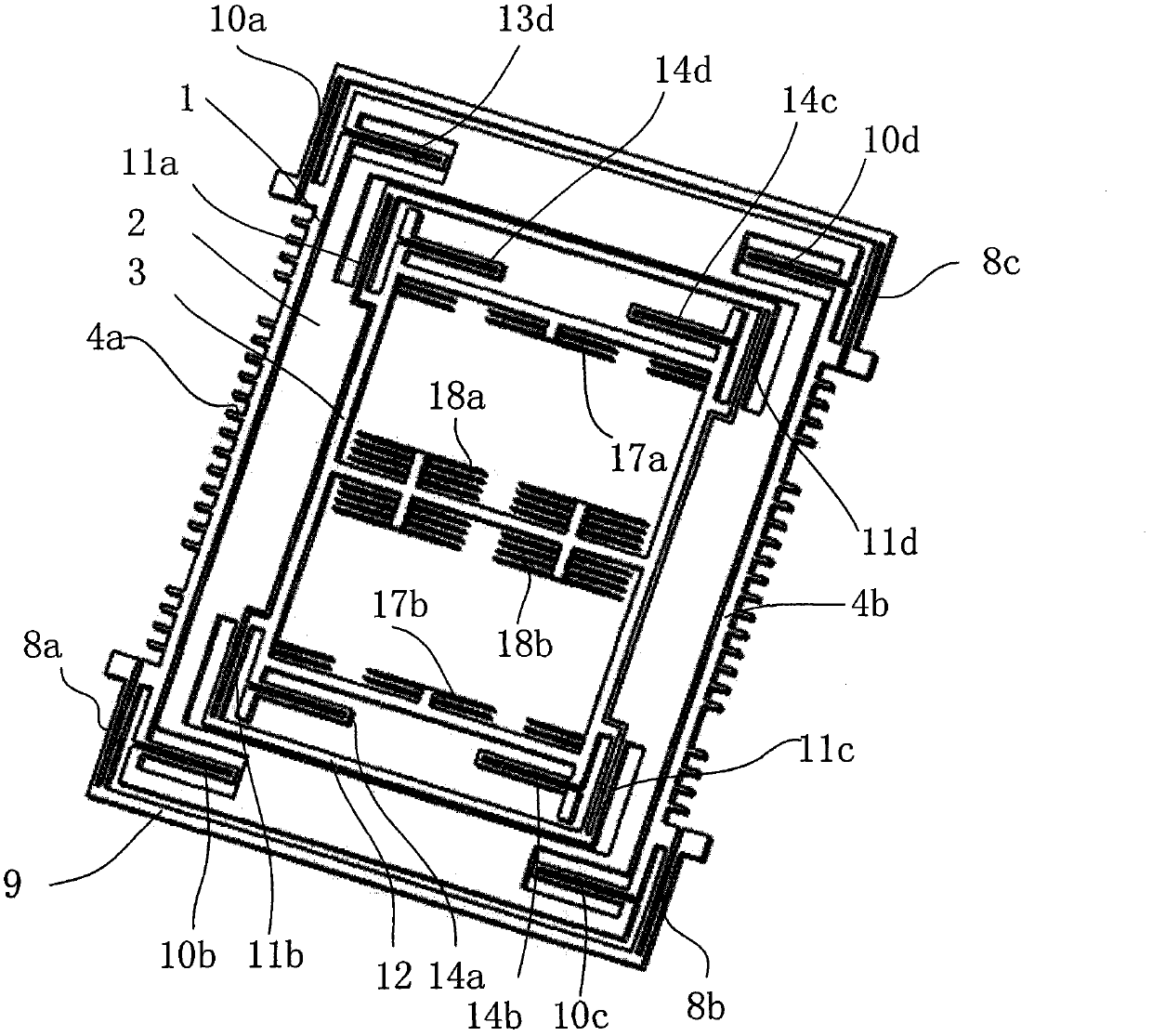 Internal and external truss type three-frame micro-mechanical gyro structure