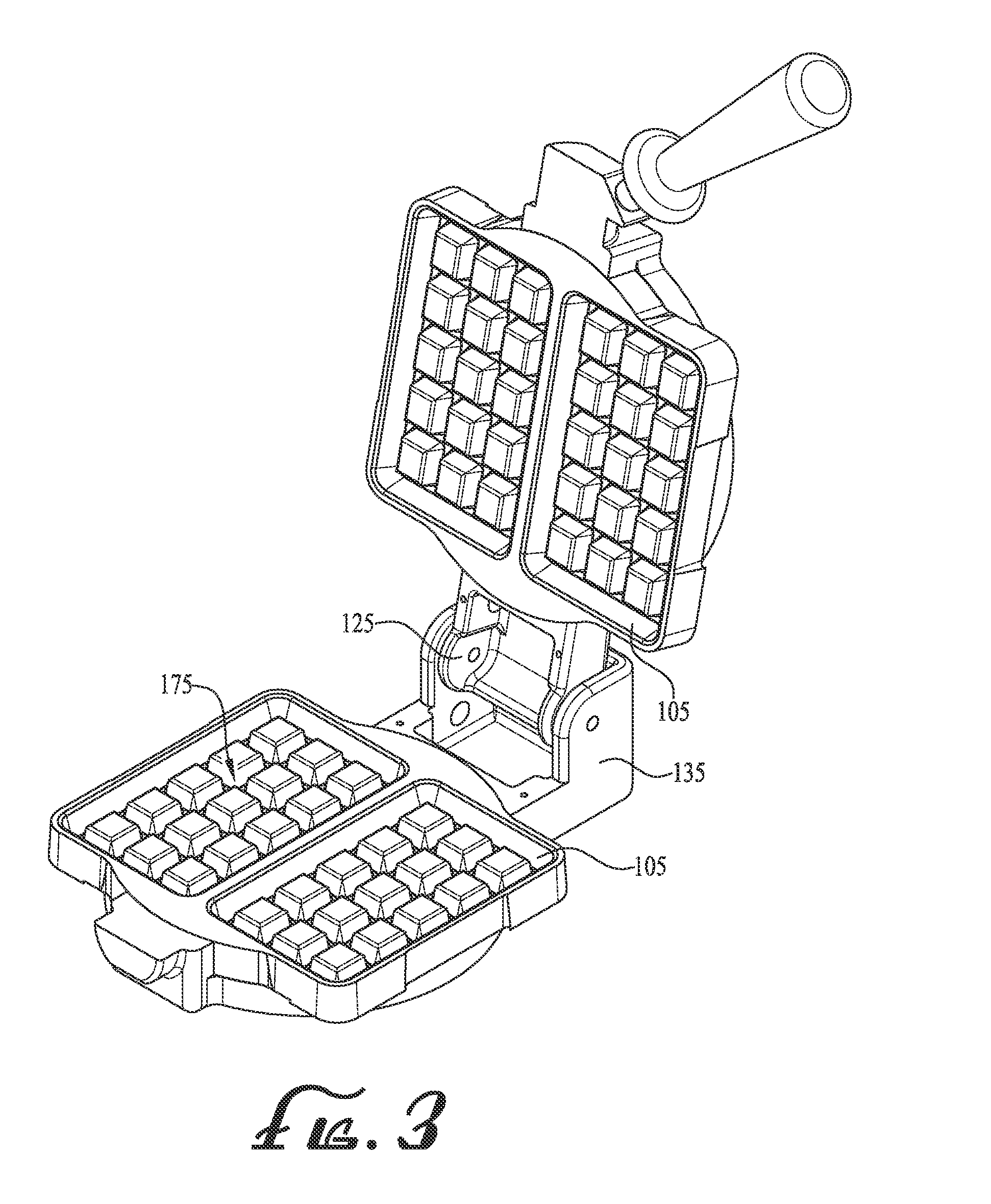 Apparatus, system and method for a waffle sandwich press