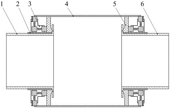 A connection device for eliminating three-way vibration of pipe joints