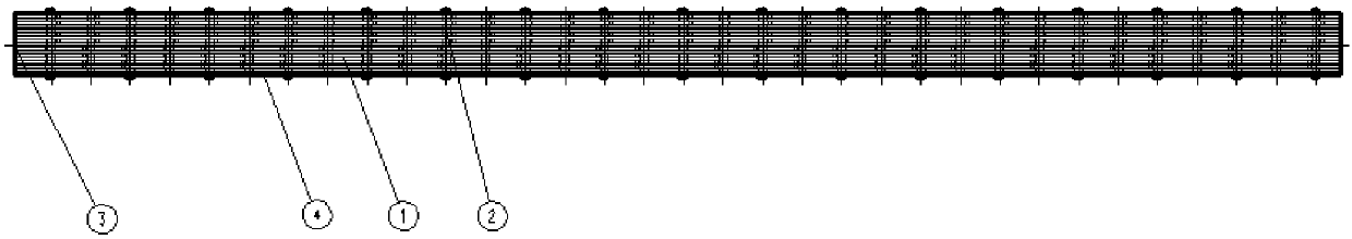 Vertical laminated ultra-long magnetic shielding structure and manufacturing process thereof