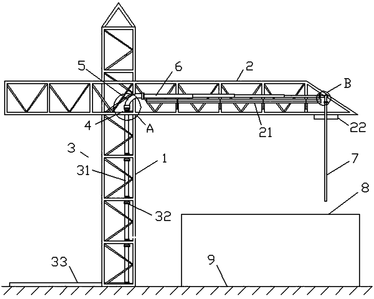 Conveying and pouring device based on concrete construction of high-rise building