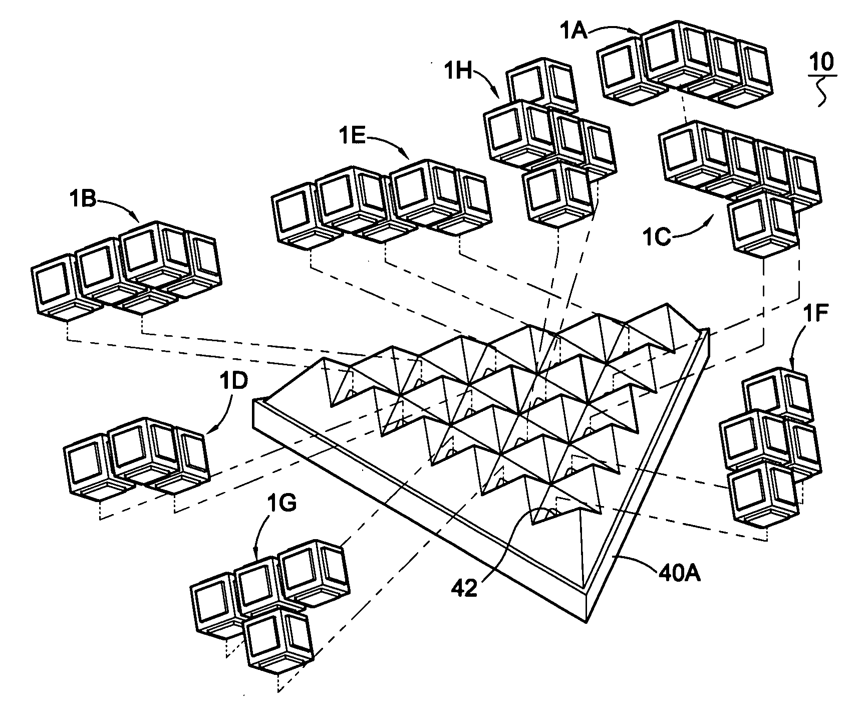 Building base plates assembled to build block sets in two or three dimensional configurations