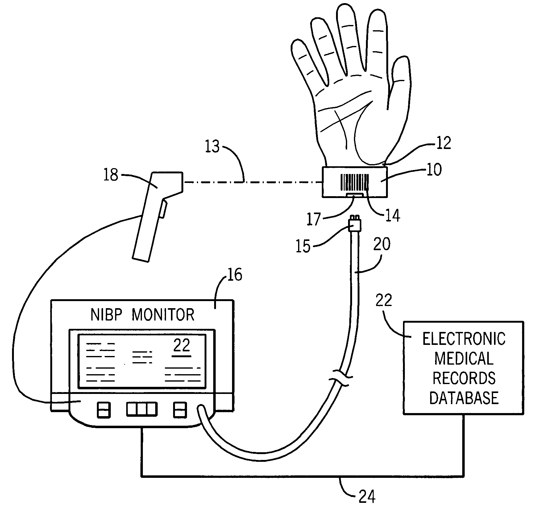 Apparatus, system and method for collecting non-invasive blood pressure readings