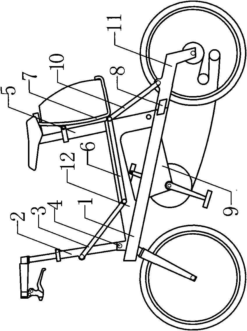 Riding-seating dual-purpose bicycle with variable posture and wheel base
