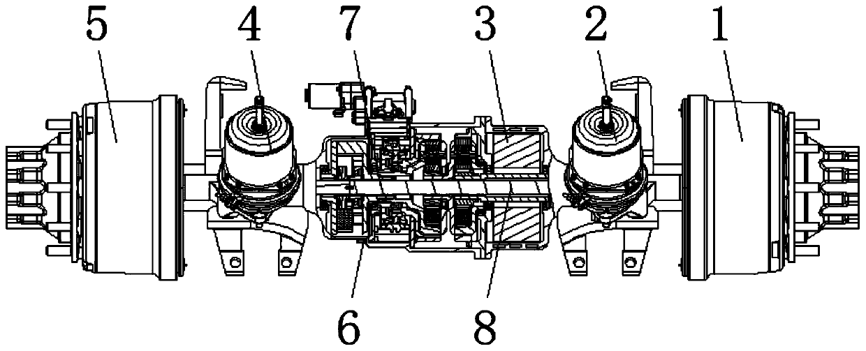 Coaxial type two-gear variable-speed electric drive axle power assembly of commercial vehicle