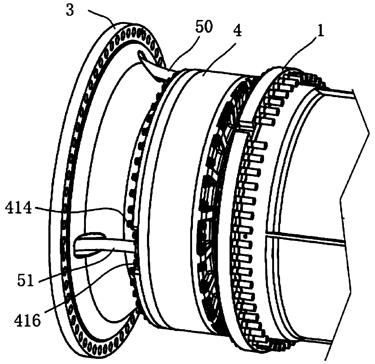 Oil-cooled multi-piece type driving brake of mining dump vehicle and assembly of oil-cooled multi-piece type driving brake