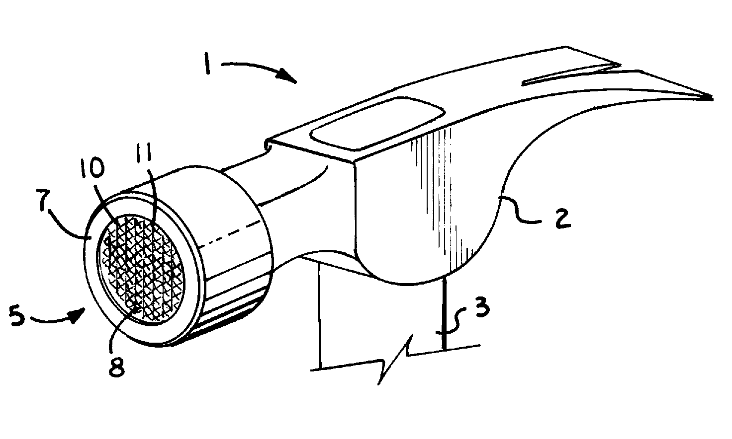 Hammer head with recessed traction striking surface