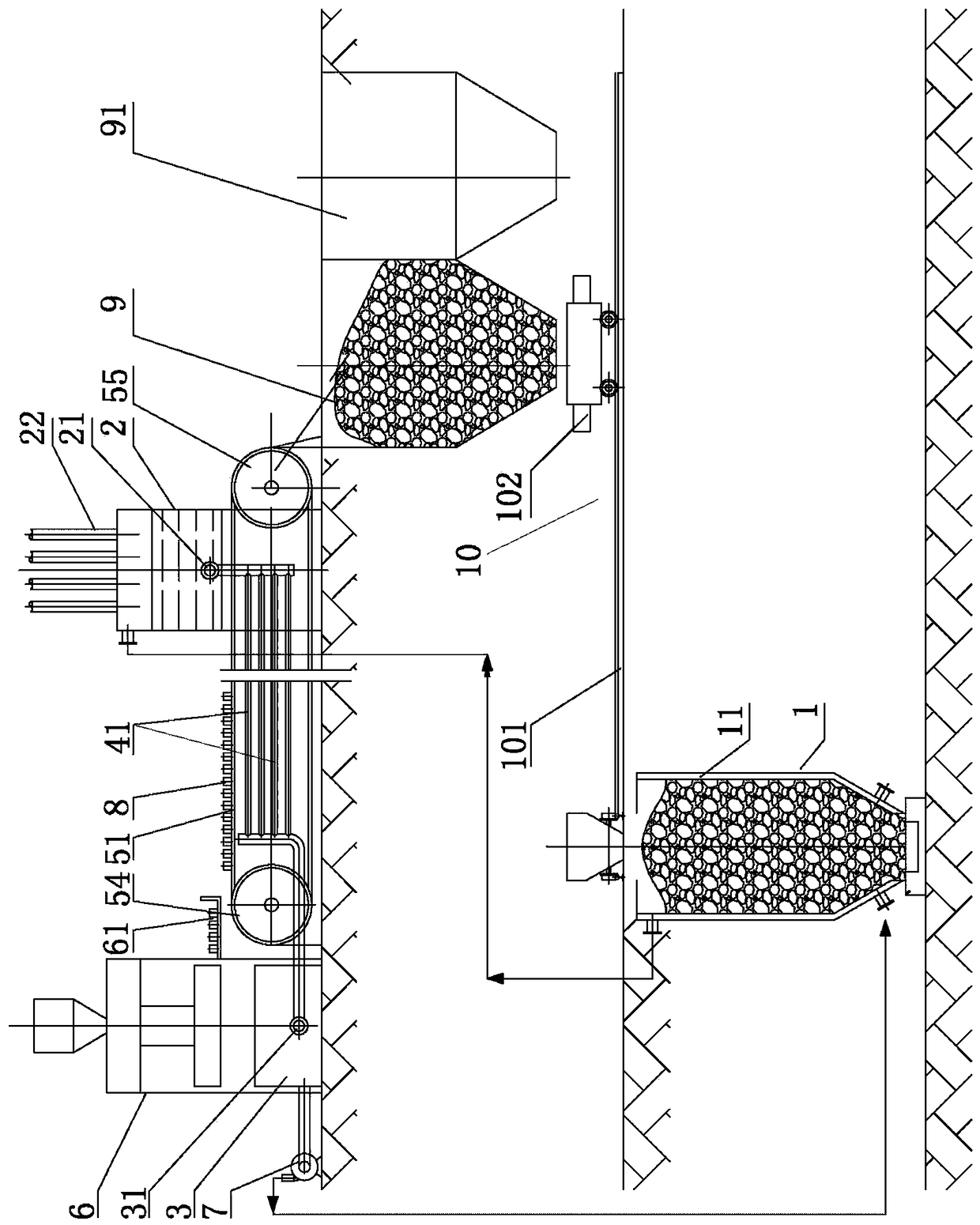 Method for circulating hot water though furnace body water jacket of blast furnace, drying to reduce water of briquetted furnace charge and automatically charging