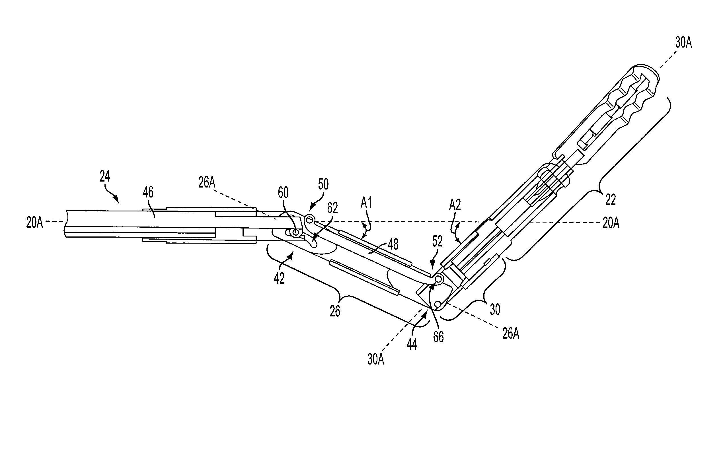 Laparoscopic device with compound angulation
