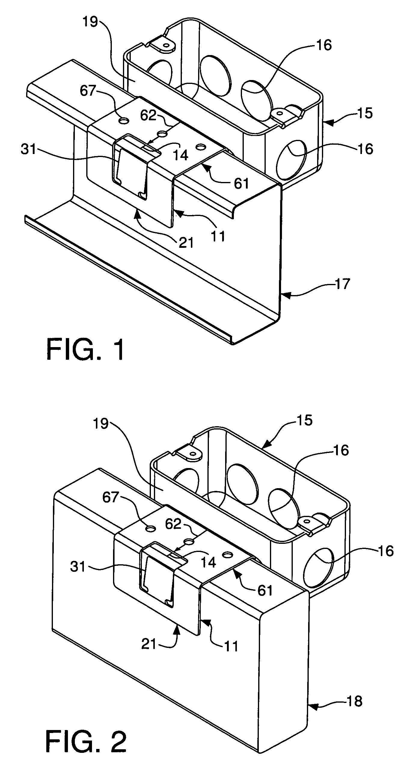 Adjustable bracket for securing an electrical box to a stud