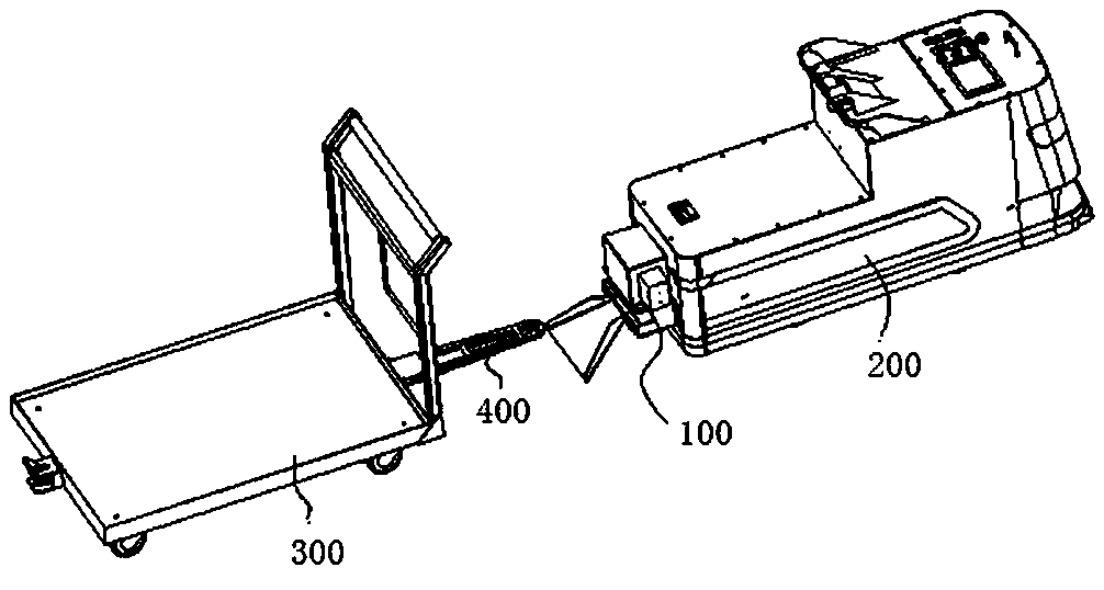 Automatic series-connection mechanism for AGV and material trolley