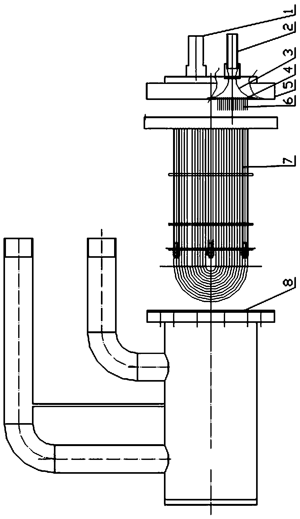 A two-phase distributive dry evaporator