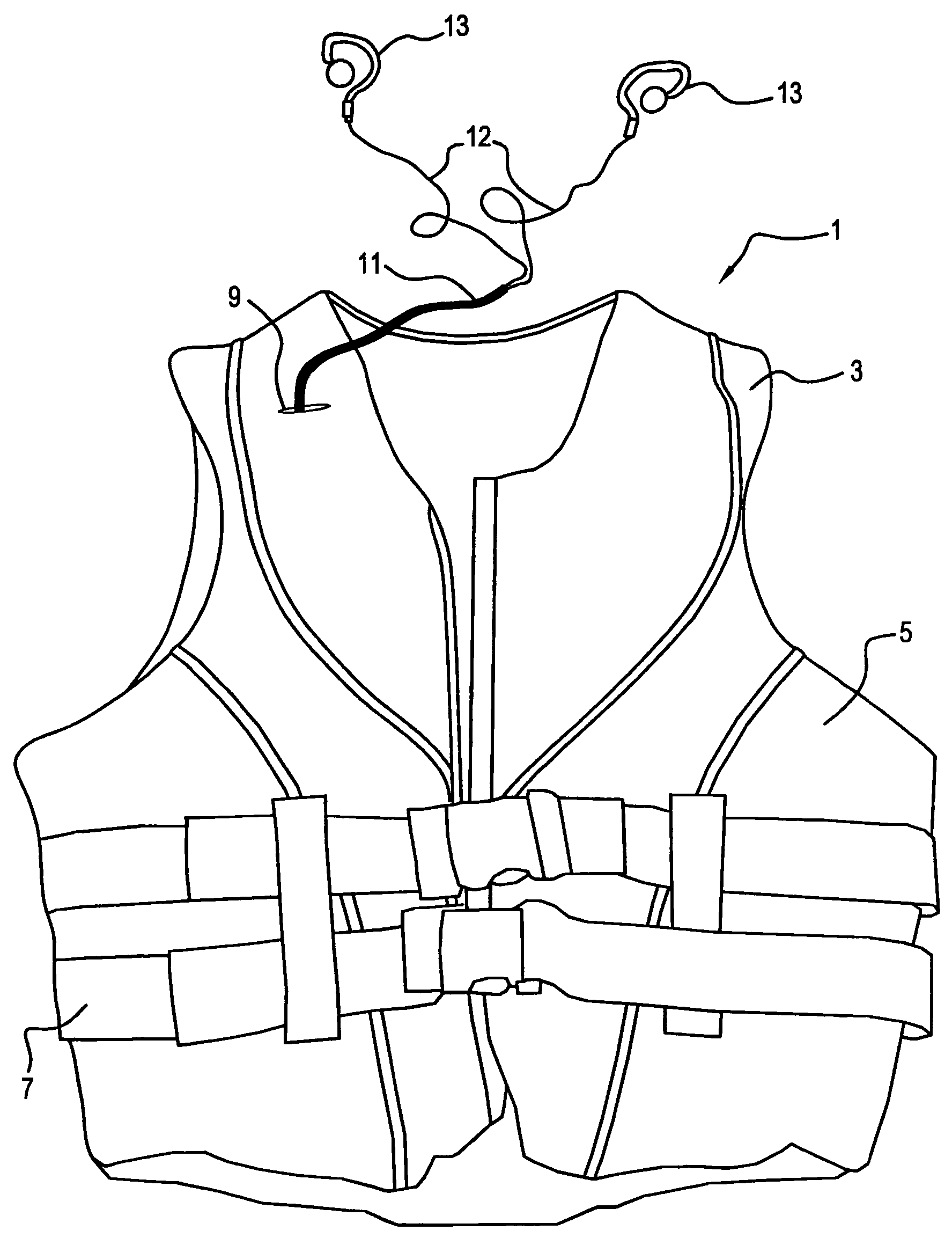 Life vest with integrated audio device and method of use