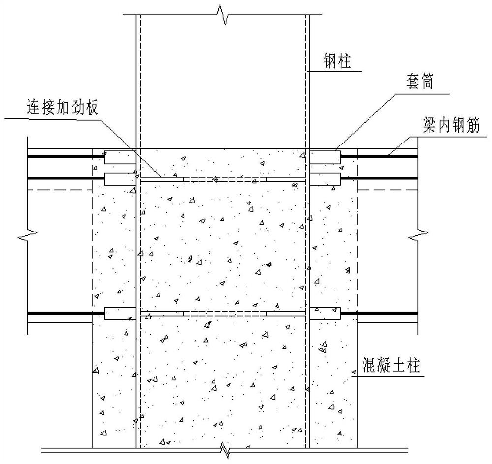 Nested steel column-concrete column connecting structure