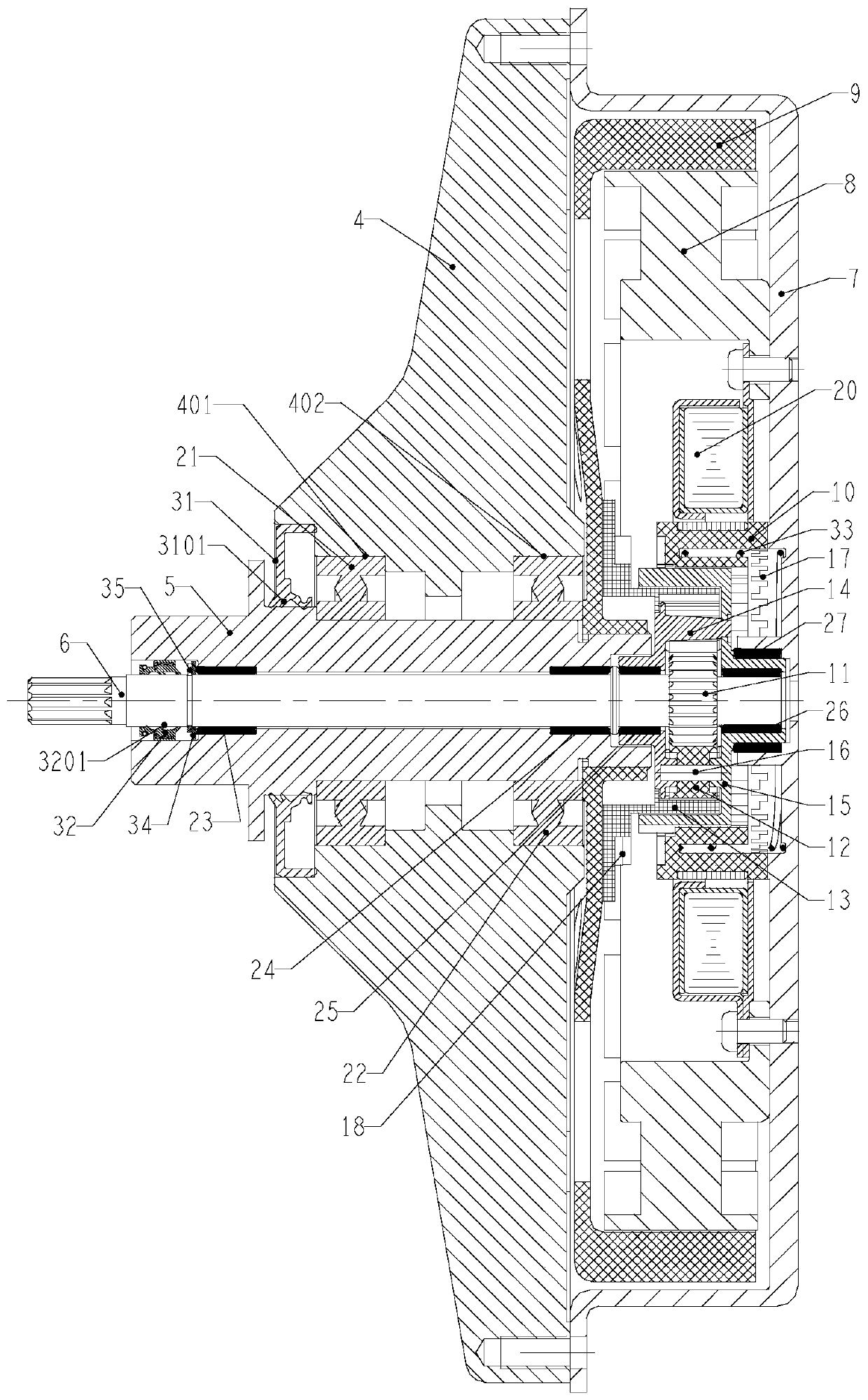 Drive system of drum washing machine and drum washing machine