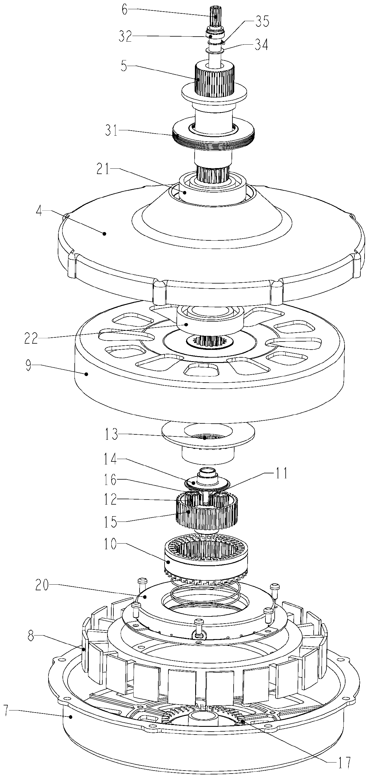 Drive system of drum washing machine and drum washing machine