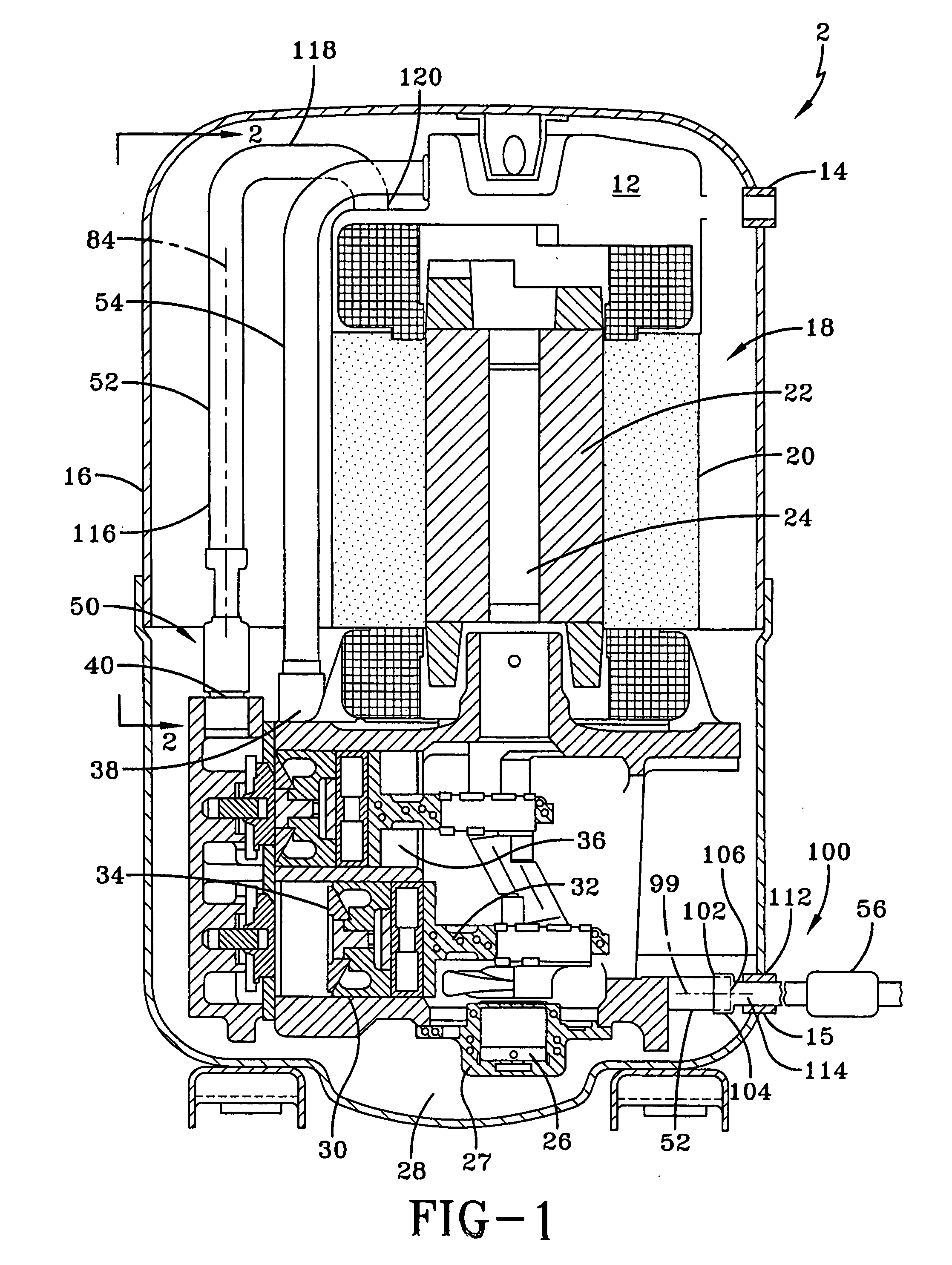 Muffler system for a compressor