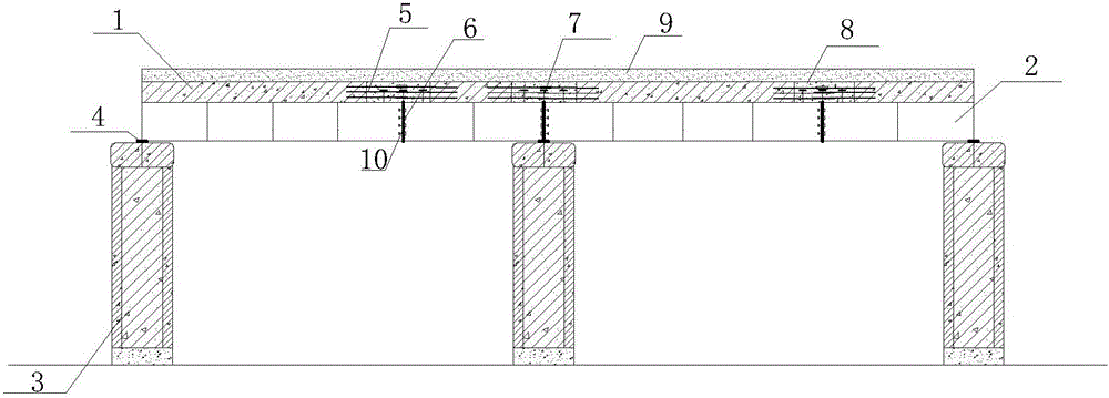 Profile steel and reinforced concrete slab assembled light composite beam bridge and construction method thereof