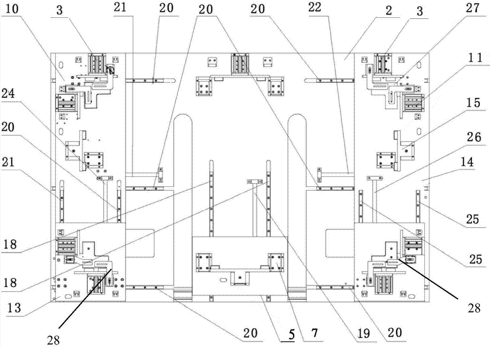 Automatic frame pressing device, automatic frame centering and pressing device and automatic frame centering and pressing system