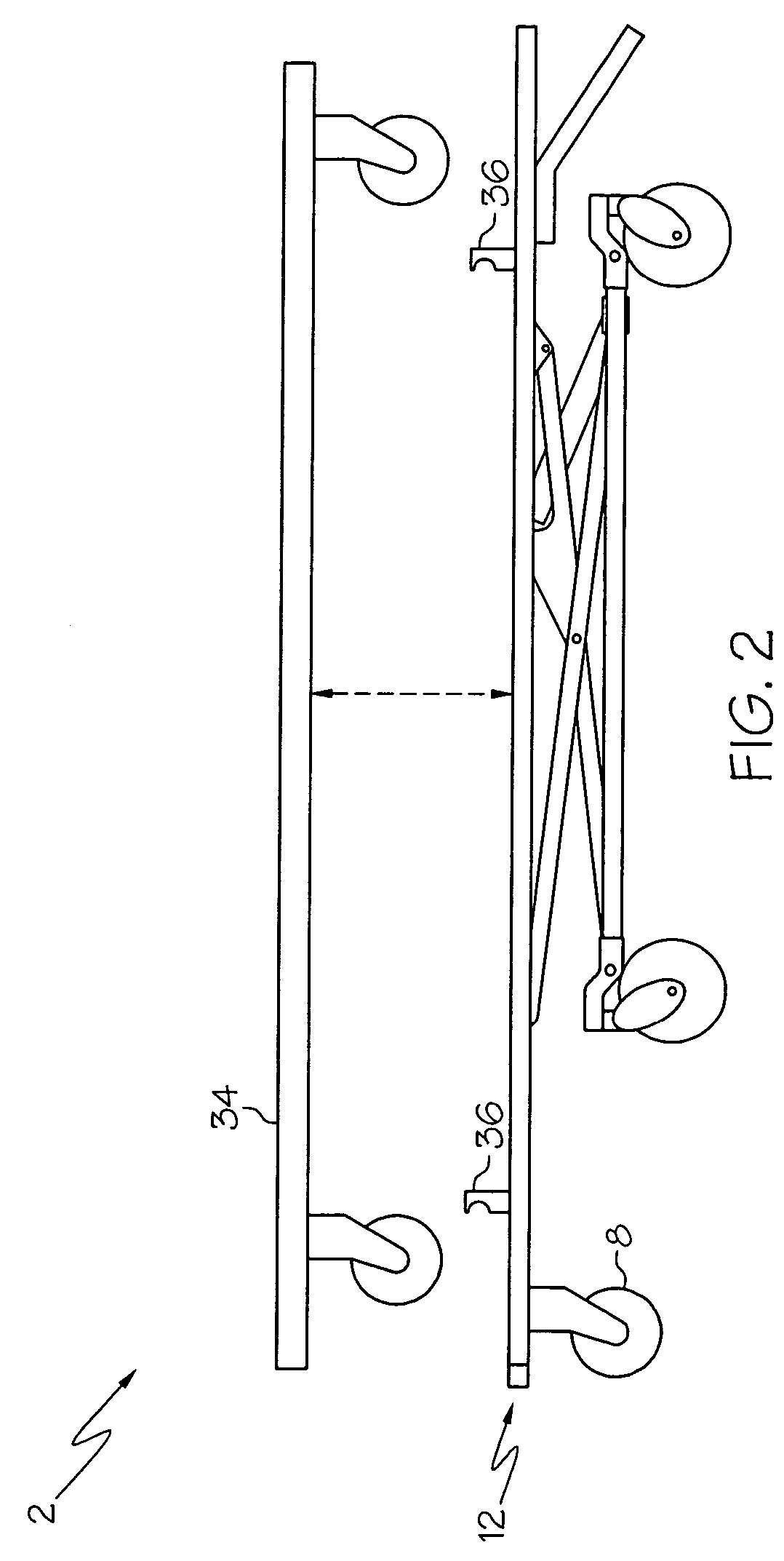 Charging system for recharging a battery of powered lift ambulance cot with an electrical system of an emergency vehicle