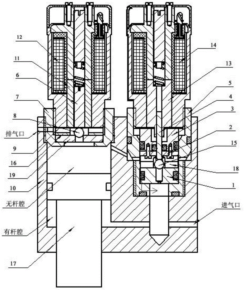 A plug-in pneumatic high-speed differential switch valve