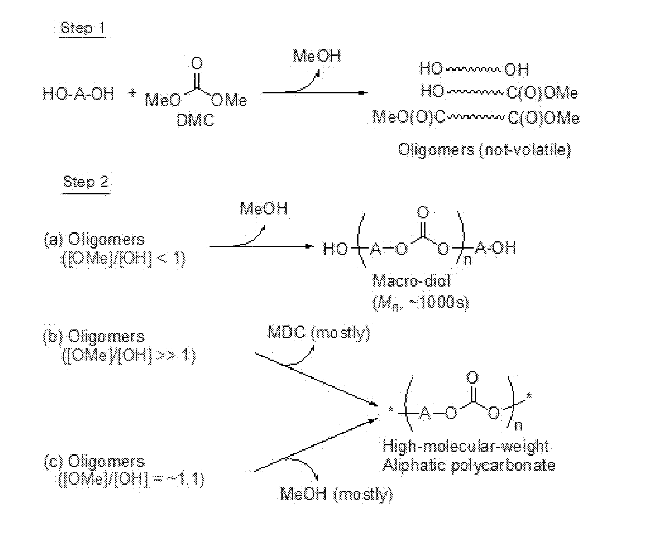 Aliphatic polycarbonate with long-chain branches and aromatic copolyester thereof