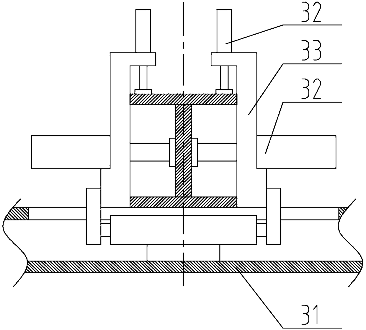 Plate positioning part of a trailer frame assembly assembly welding system