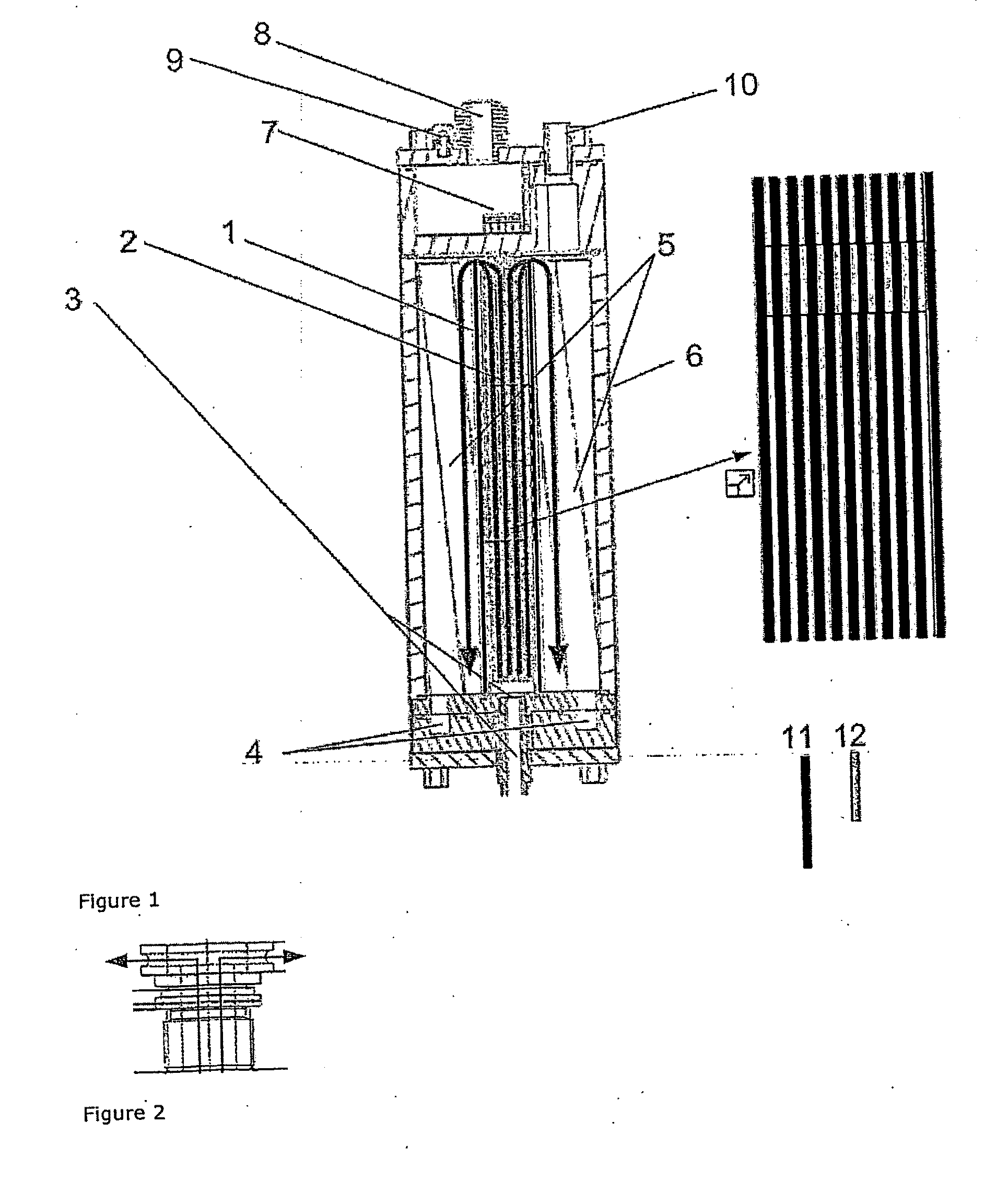 Device and process for removing microbial impurities in water based liquids as well as the use of the device