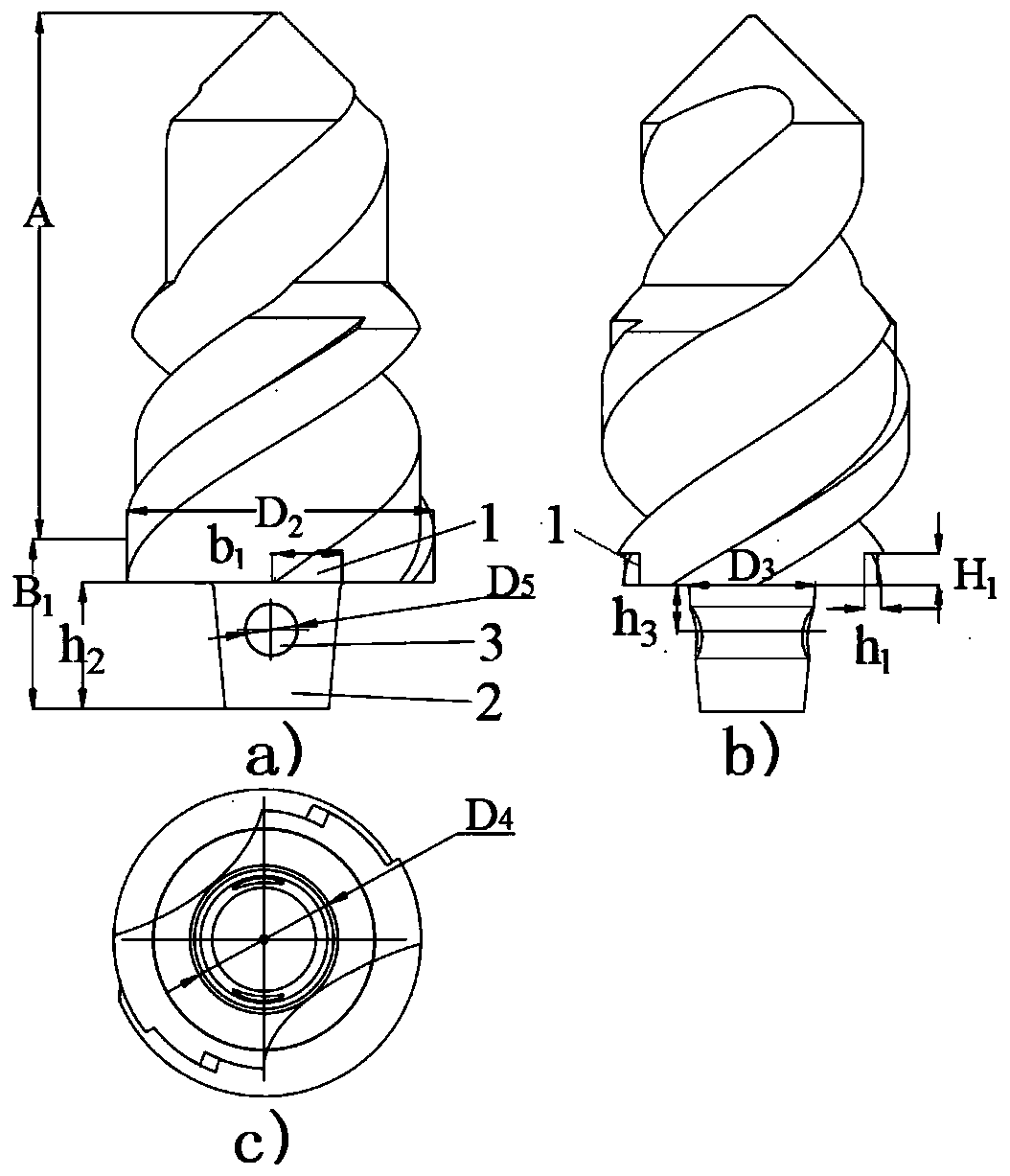 Split drilling tool connection structure for high-speed machining