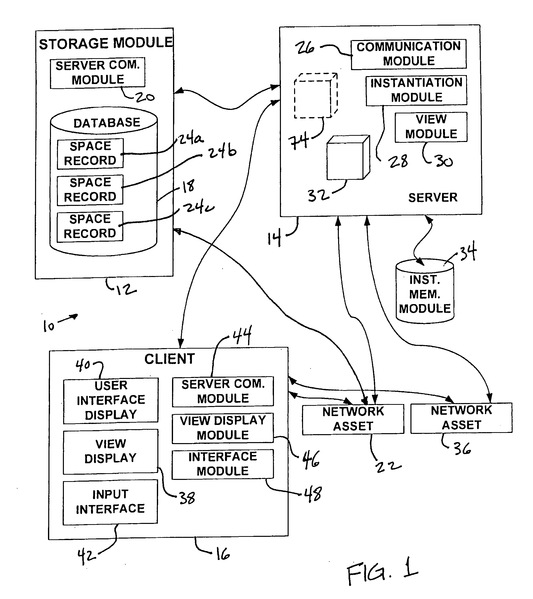 System for providing virtual spaces with separate places and/or acoustic areas