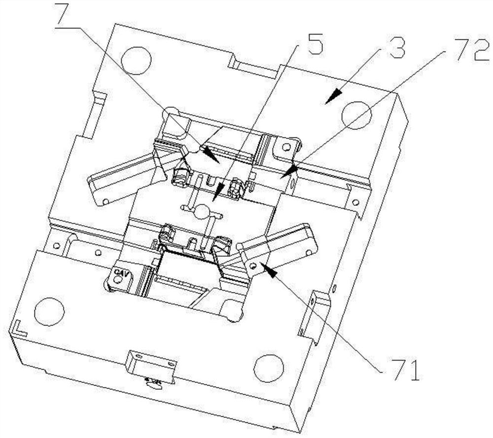 Injection mold frame matched with inclined top