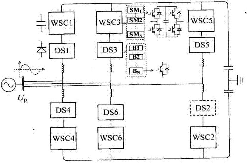 Hybrid direct current (DC) power transmission system based on line commutated converter (LCC)-alternate arm converter (AAC) type