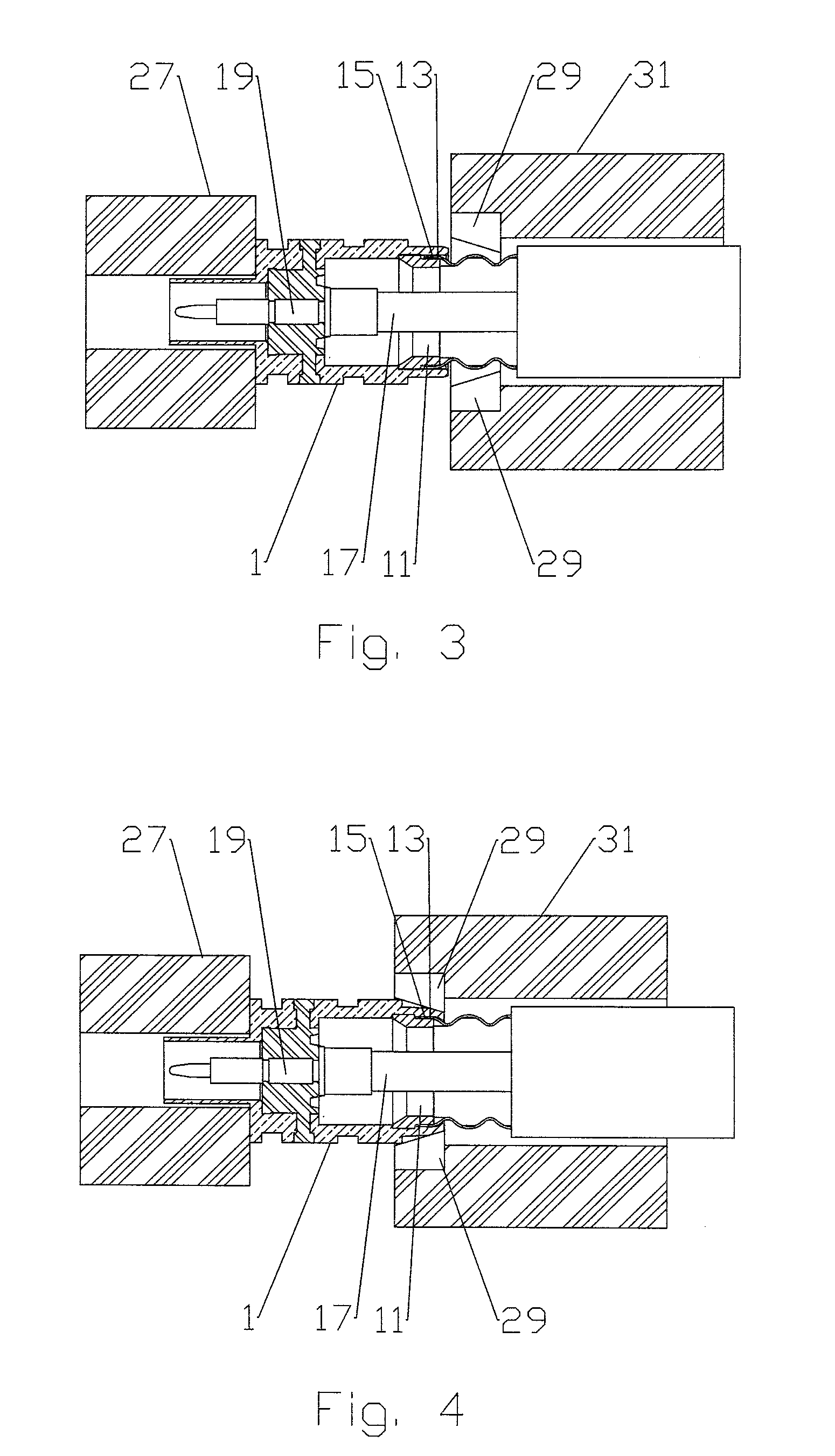 Connector with Outer Conductor Axial Compression Connection and Method of Manufacture