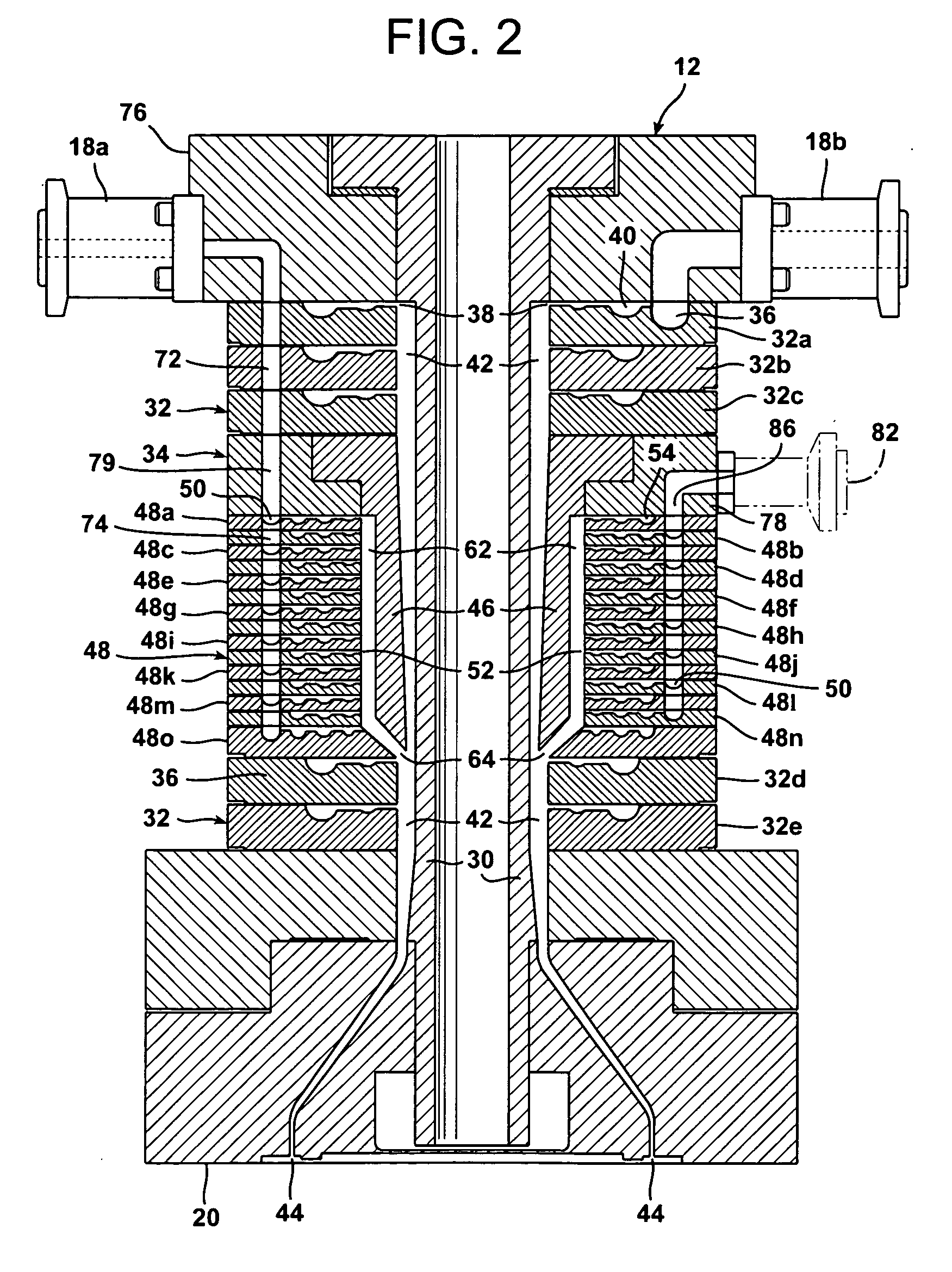 Die, system, and method for coextruding a plurality of fluid layers