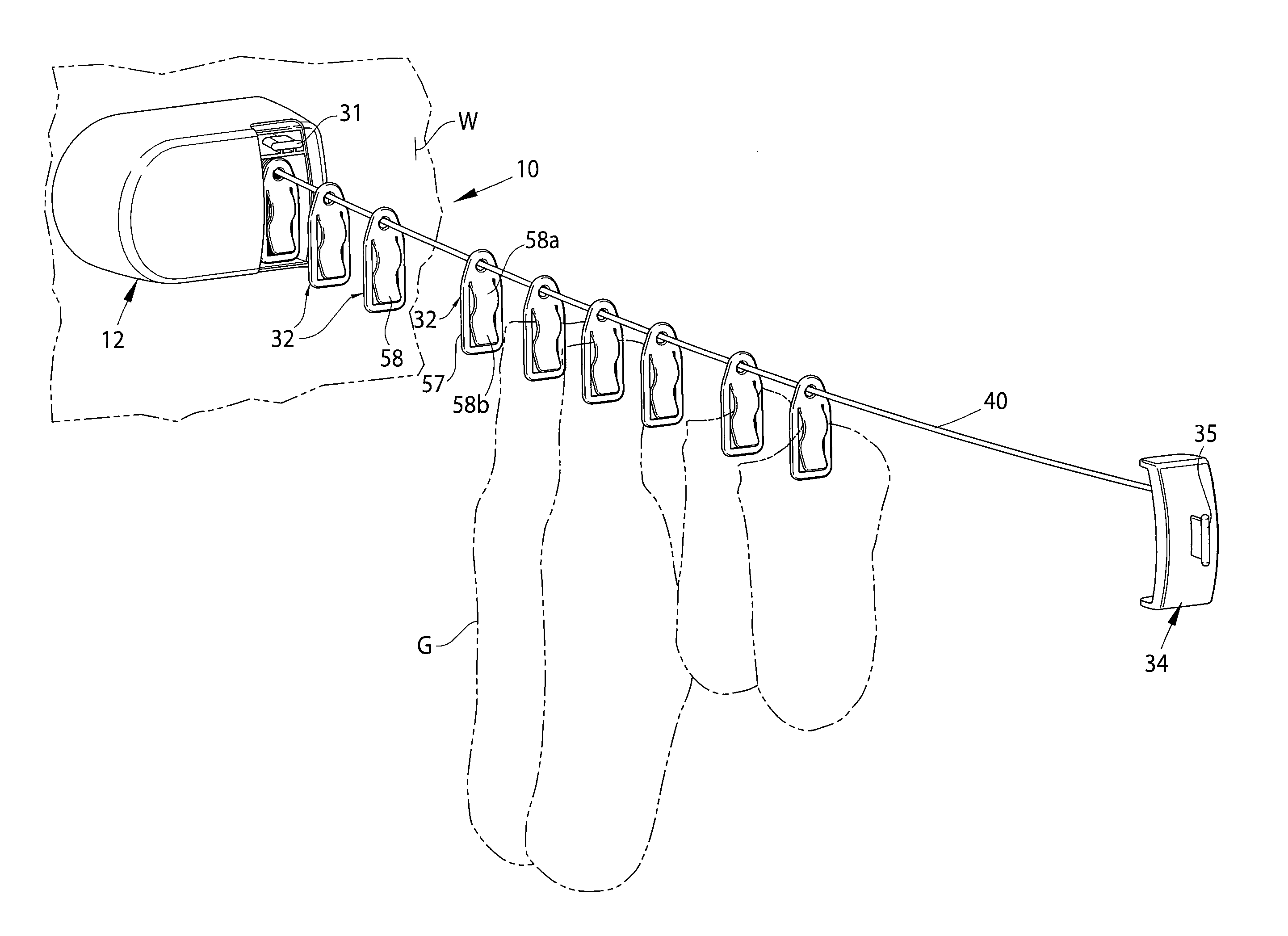 Wall-mounted retractable clothesline assembly