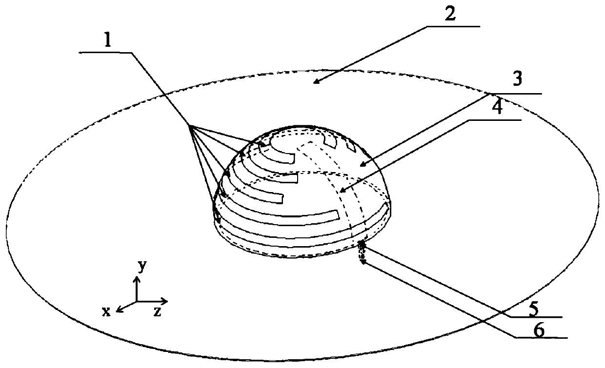 A hemispherical broadband electrically small antenna based on the principle of near-field coupling