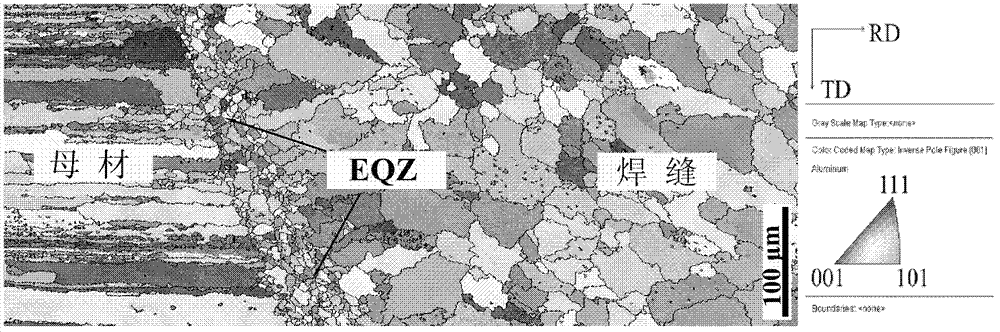 Method for displaying EQZ (Equiaxed Grain Zone) textures of welded joints and fusion zones of 5A90 aluminum-lithium alloy laser welding
