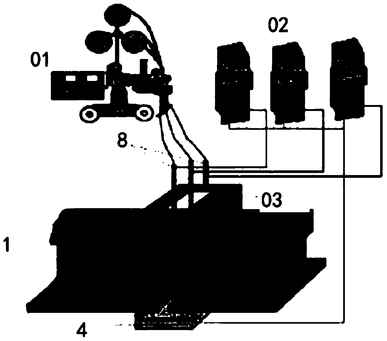 A rail three-wire melting nozzle electroslag welding welding device