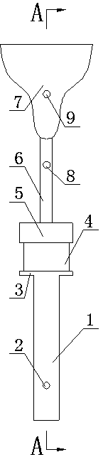 Jacking support device and pressure monitoring method for the end of a scaffold