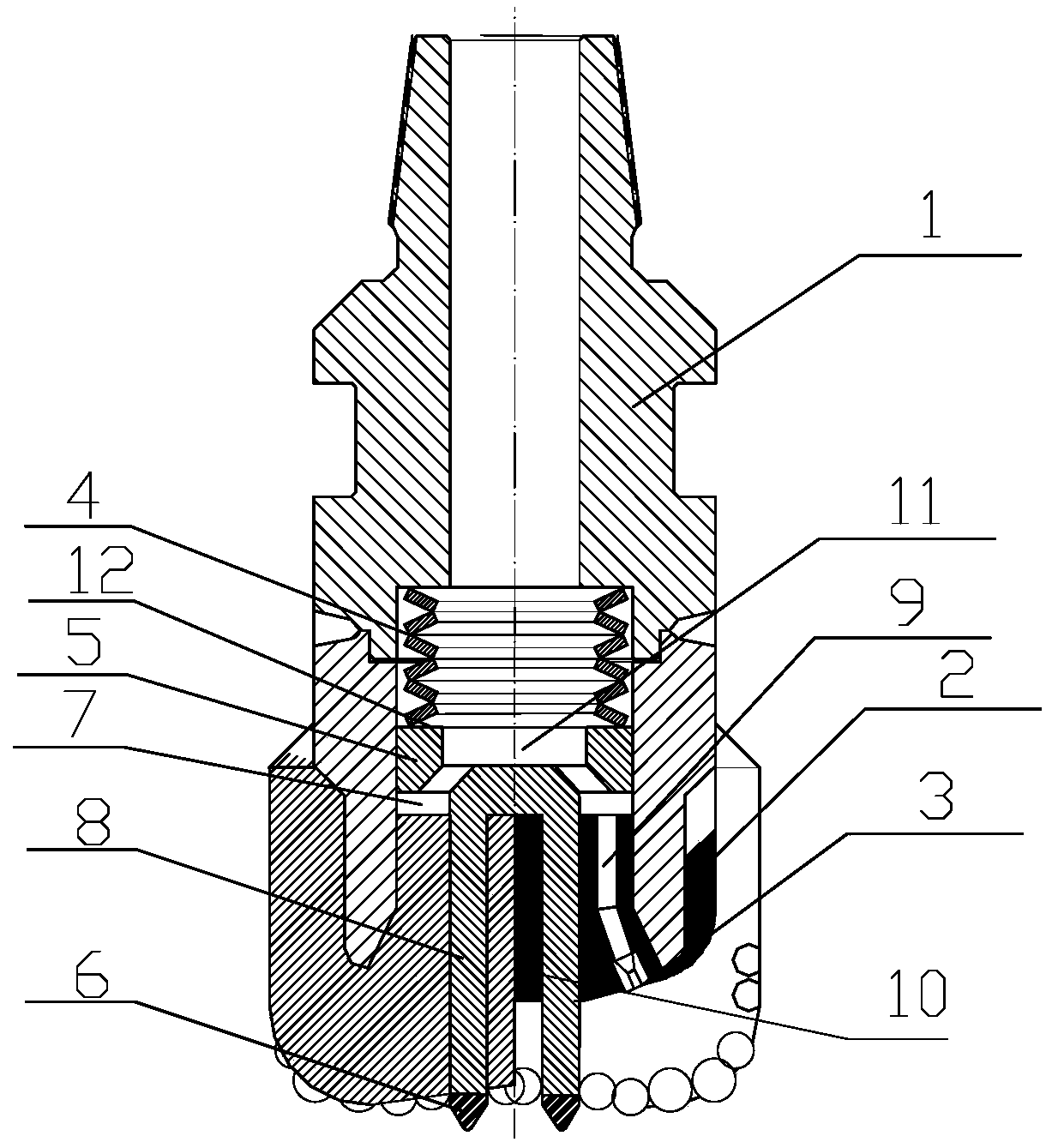Drill bit with energy-gathered attack to unload well bottom stress and drilling method