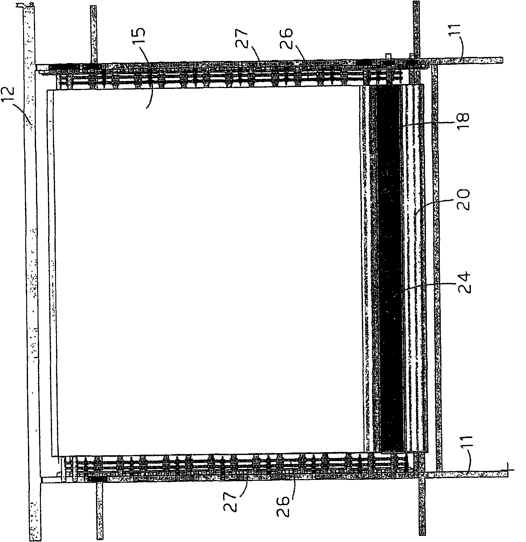 Conveyor apparatus with overlapping conveyor belts for leather, or similar, drying plants, or treatment plants in general, in controlled environments