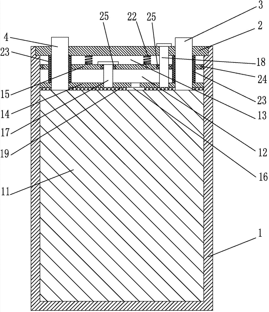 Lithium-ion battery with anti-gas-expansion automatic liquid replenishing device