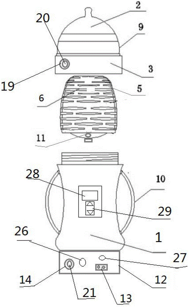 Feeding bottle with disinfection function and intelligent temperature adjustment